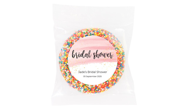 Pink Watercolour Personalised Bridal Shower Chocolate Freckle
