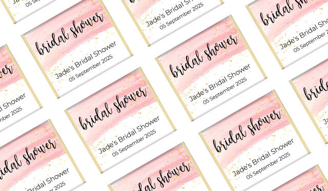 Pink Watercolour Personalised Bridal Shower Mini Chocolates
