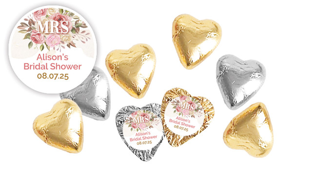 Mrs Floral Personalised Bridal Shower Chocolate Hearts
