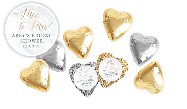 Miss to Mrs Personalised Bridal Shower Chocolate Hearts