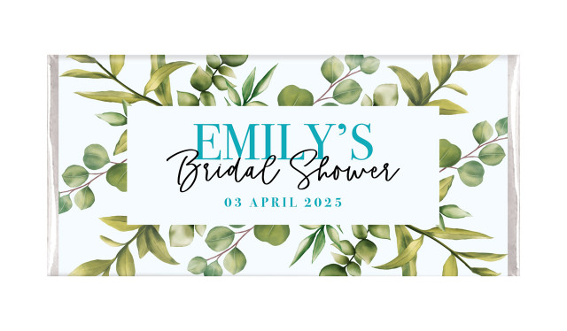 Eucalyptus Personalised Bridal Shower Chocolate Bar