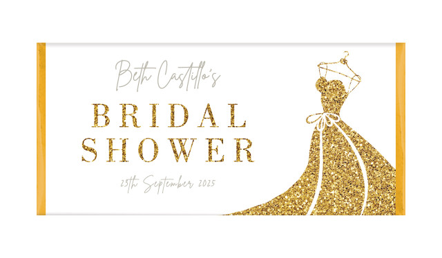 Glitter Dress Personalised Bridal Shower Chocolate Bar
