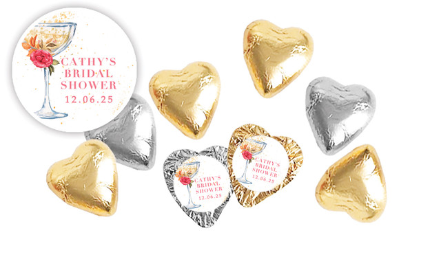 Floral Glass Personalised Bridal Shower Chocolate Hearts