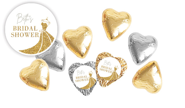 Glitter Dress Personalised Bridal Shower Chocolate Hearts