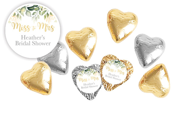 Golden Branches Personalised Bridal Shower Chocolate Hearts