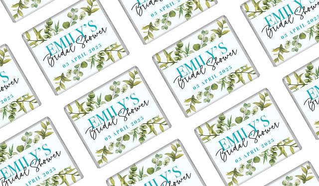 Eucalyptus Personalised Bridal Shower Mini Chocolates