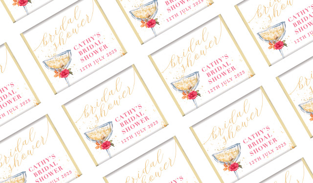 Floral Glass Personalised Bridal Shower Mini Chocolates