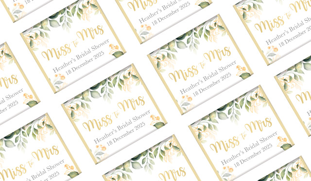 Golden Branches Personalised Bridal Shower Mini Chocolates