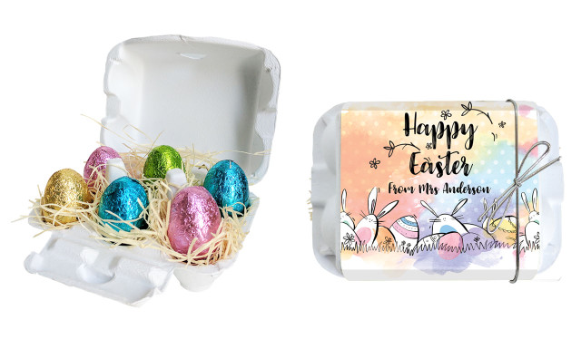 Rainbow Bunnies Personalised Easter Egg Carton