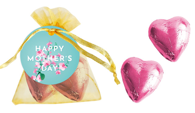 Pink Blooms On Aqua Custom Organza Bag