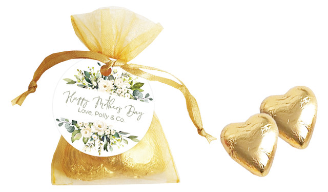 White Roses Mother's Day Organza Bag