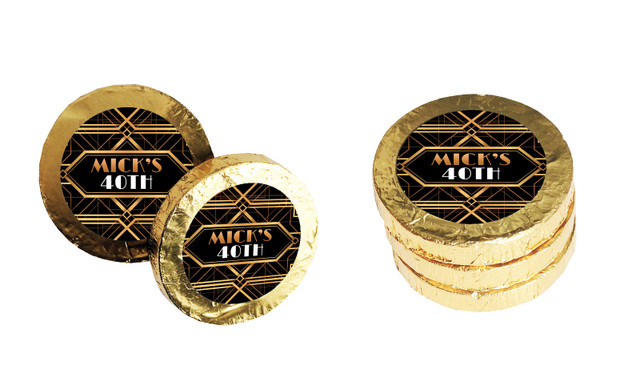 Art Deco Gold Birthday Chocolate Coins