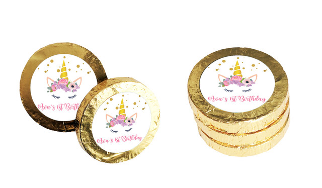 A Pretty Unicorn Birthday Chocolate Coins