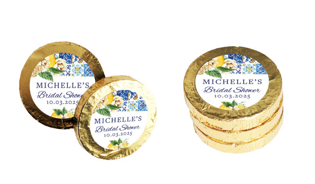 Mediterranean Bridal Shower Chocolate Coins