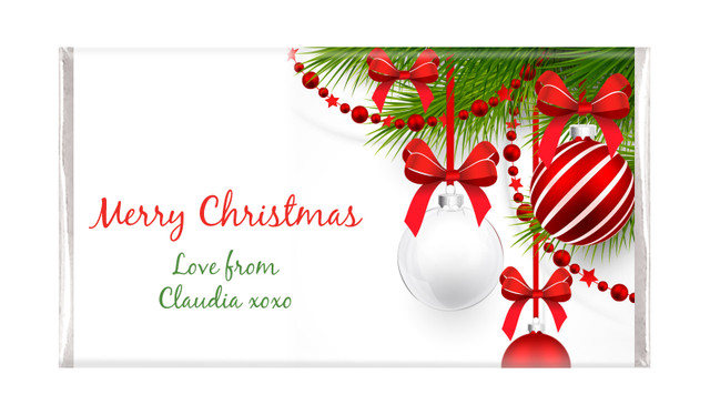White Baubles Christmas Personalised Chocolates