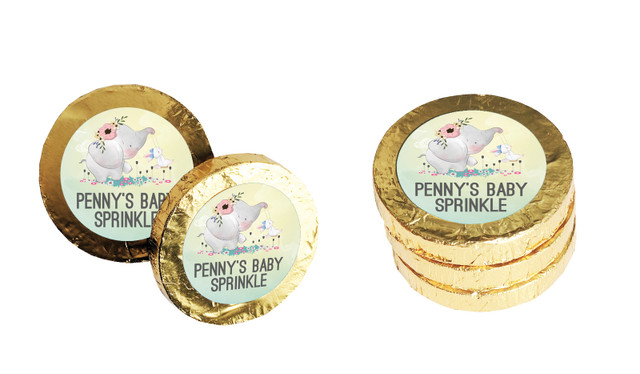 Elephant And Friend Baby Shower Chocolate Coin