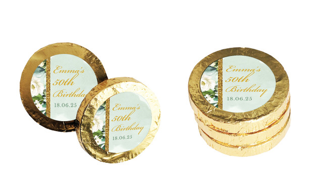 Elegant Greenery Personalised Chocolate Coin