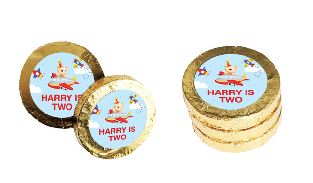Bear Air Plane Personalised Chocolate Coin