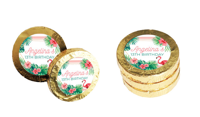 Flamingle Flamingo Personalised Chocolate Coin