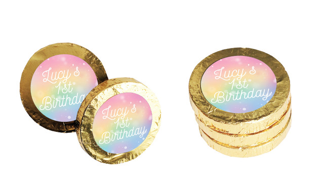 Rainbow Sparkle Personalised Chocolate Coin