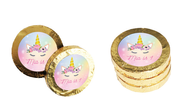 Sparkle Unicorn Personalised Chocolate Coin
