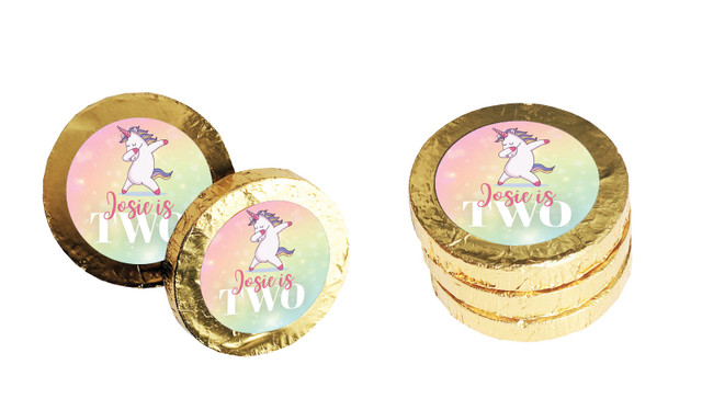 Unicorn Dabbing Personalised Chocolate Coin