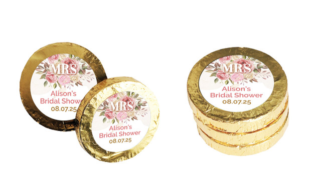 Mrs Floral Personalised Chocolate Coin