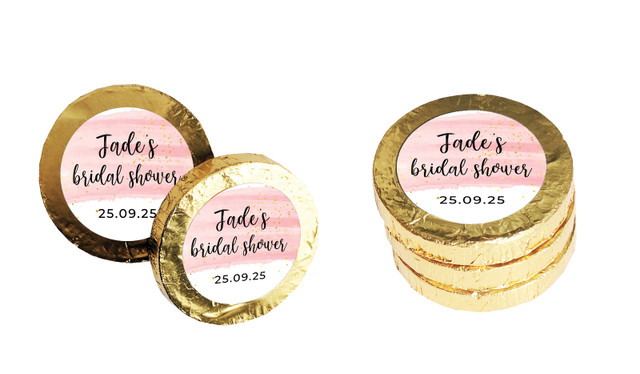 Pink Watercolour Personalised Chocolate Coin