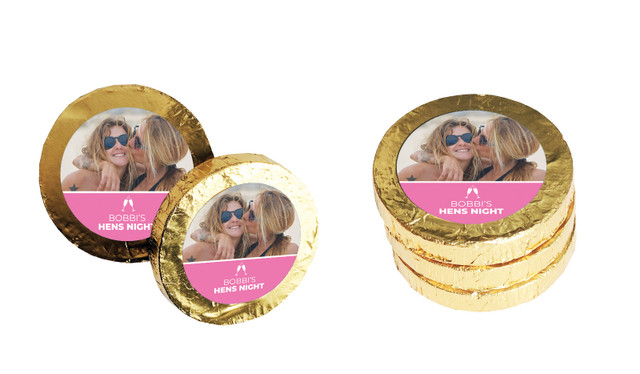 A Photo With Right Box Hens Night Chocolate Coin