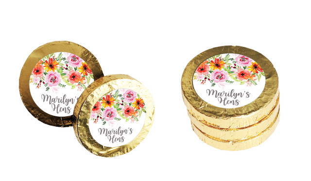 Beautiful Florals Hens Night Chocolate Coin