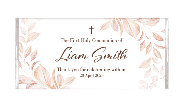 Natural Leaves Personalised Holy Communion Chocolates