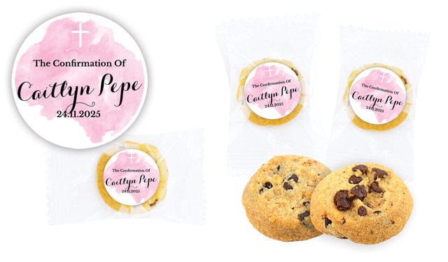 A Splash Of Watercoloour Pink Confirmation Bite-Size Cookie 5g
