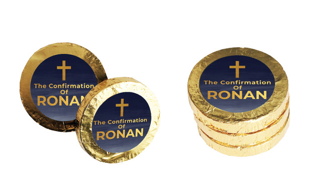Navy Blue Watercolour Confirmation Chocolate Coins