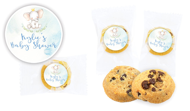 Sitting Elephant Blue Baby Shower Bite-Size Cookie 5g