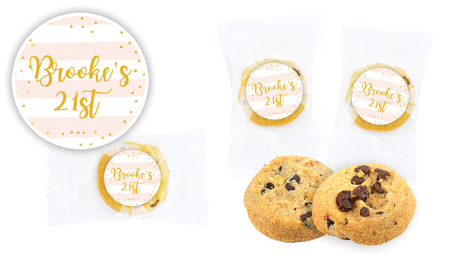 Striped Gold Confetti Personalised Bite-Size Cookie 5g