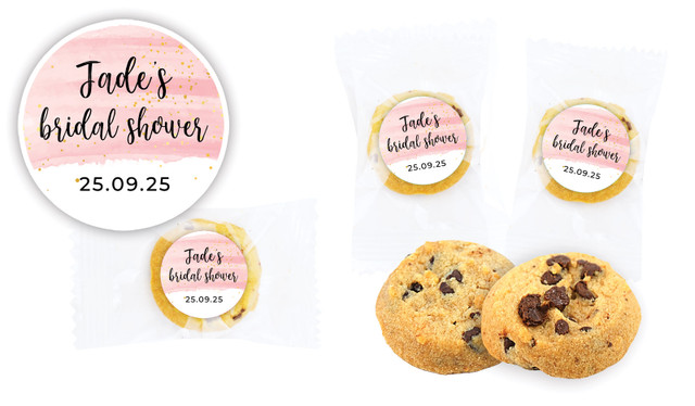 Pink Watercolour Bridal Shower Bite-Size Cookie 5g