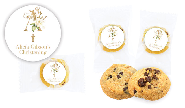 Monogram Rose Christening Bite-Size Cookie 5g