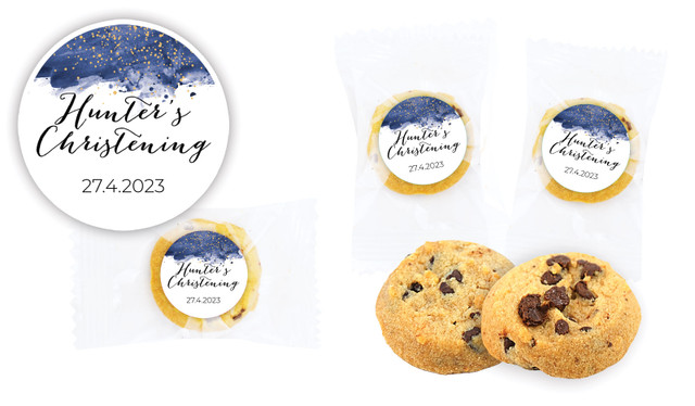 Watercolour Confetti Christening Bite-Size Cookie 5g