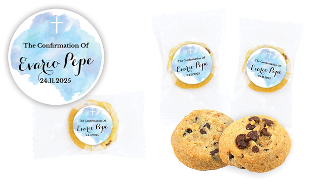 A Splash Of Watercolour Blue Confirmation Bite-Size Cookie 5g