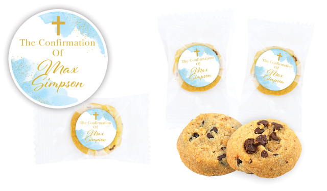 Gold Sparkle on Blue Confirmation Bite-Size Cookie 5g