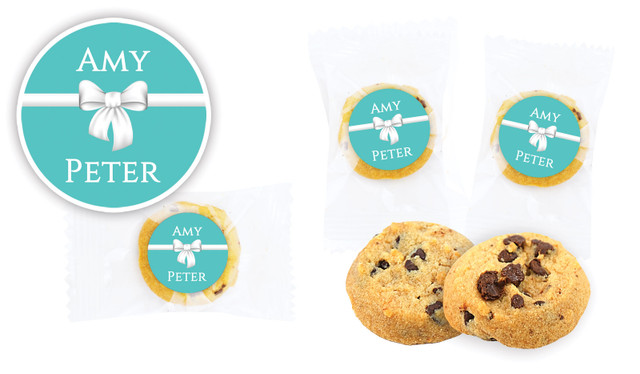 Turquoise Blue Bow Engagement Bite-Size Cookie 5g