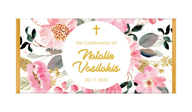 Pink Garden Personalised Confirmation Chocolates
