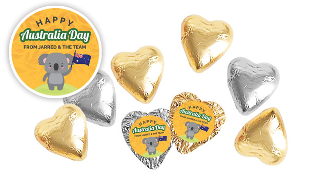 Cute Koala Australia Day Personalised Foil Chocolate Hearts