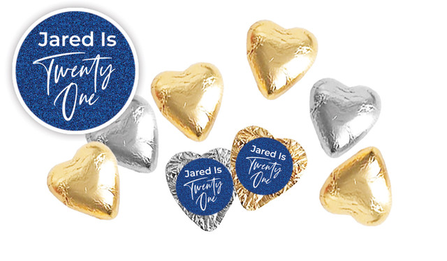 21st Birthday Personalised Foil Chocolate Hearts