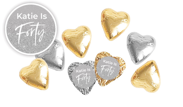 40th Birthday Personalised Foil Chocolate Hearts