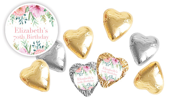 Beautiful Blooms Personalised Foil Chocolate Hearts