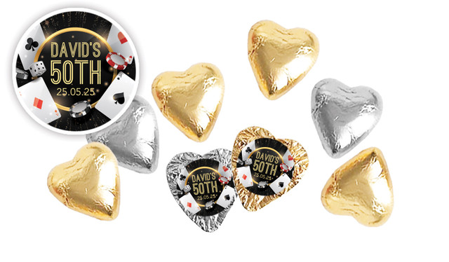 Casino Personalised Foil Chocolate Hearts