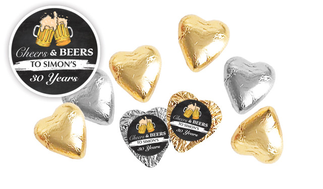 Cheers And Beers Personalised Foil Chocolate Hearts