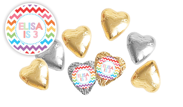 Chevron Rainbow Birthday Personalised Foil Chocolate Hearts