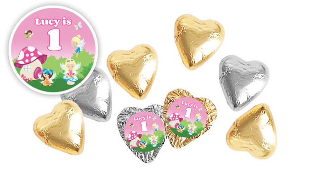 Fairy Garden Birthday Personalised Foil Chocolate Hearts